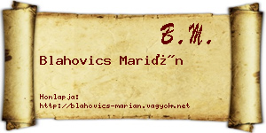 Blahovics Marián névjegykártya